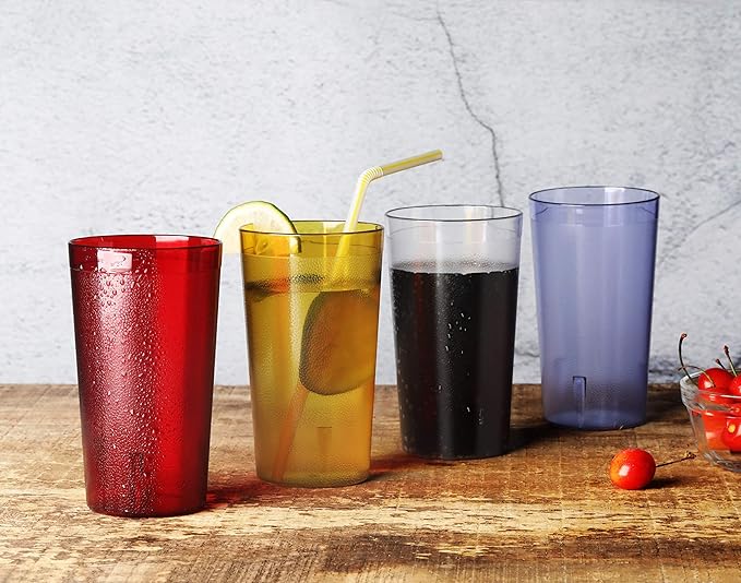 New Star Foodservice Restaurant-Grade Polycarbonate Beverage Tumblers, 12 oz, Clear, Set of 12