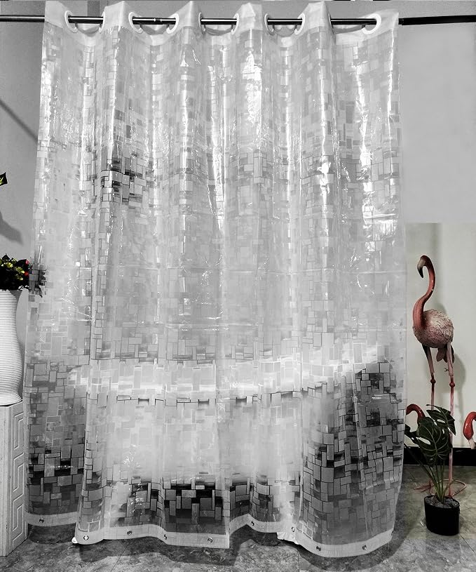 Waterproof Hookless Shower Curtain Liner PEVA No Hooks Need Shower Liner for Bathroom,Standard Size 72x74 3D Mosaic