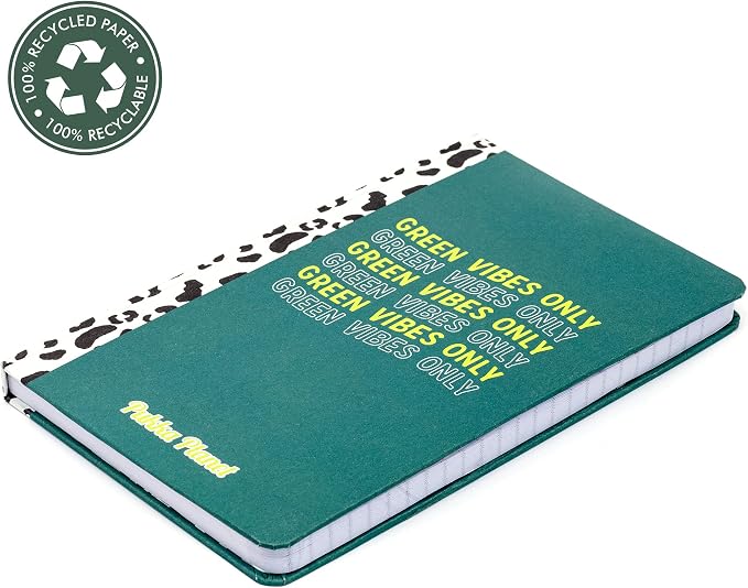 Pukka Pad, Pukka Planet A5 Soft Cover Notebook - Casebound Journal Featuring Acid-Free, Vegan Inks and Glue with Ethically Sourced Recycled Paper, 8.46 x 5.27in - Green Vibes Only