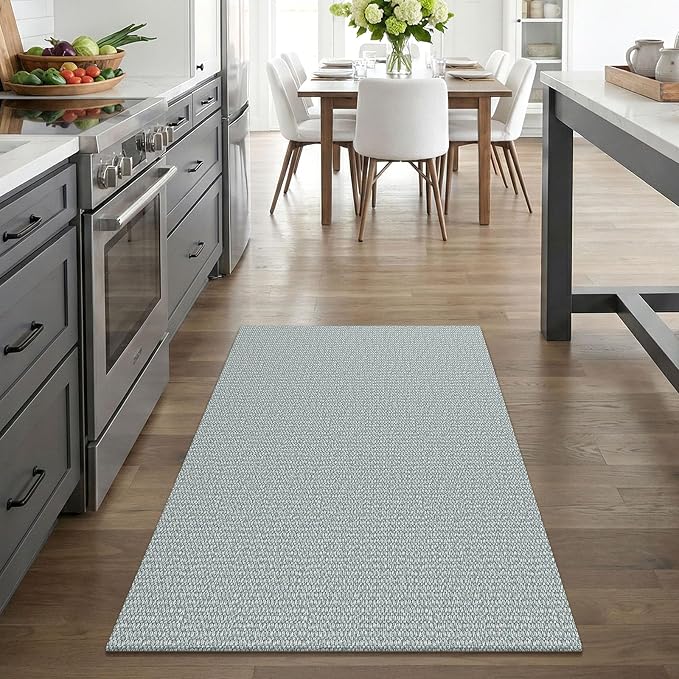 EARTHALL Washable Area Rug 3x4 Ft Non Slip Rugs for Entryway Braided Rubber Backed Throw Rugs Door Mat Indoor Outdoor Entrance Cotton Woven Rug for Kitchen Foyer Front Door Living Room, Turquoise/Gray