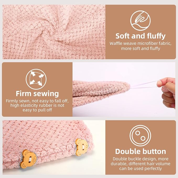 CZZXI 3 PCS Microfiber Hair Towel, Hair Wraps for Women Wet Hair | , Fast Drying Hair Turban, Anti Frizz Head Towels Wrap for Curly Hair (Beige, Khaki, Grey)