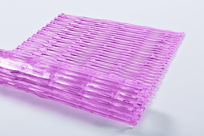 "Bamboo Non-Slip Bath Tub Mat - Non-Toxic - Safe, Clean, Machine-Washable, Superior Grip & Drainage - Non-Slip Bath Mat - Vinyl - for Smooth/Non-Textured Tubs Only - Transparent Pink