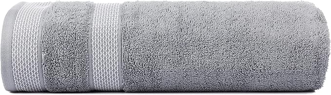 CASA COPENHAGEN Solitaire 6Pcs 100% Egyptian Cotton Large Designer Towels Gift Set- Grey Violet-Purple, 600GSM, 2Bath 2Hand 2Washcloths, Bath Towels for Bathroom Set for Women & Men