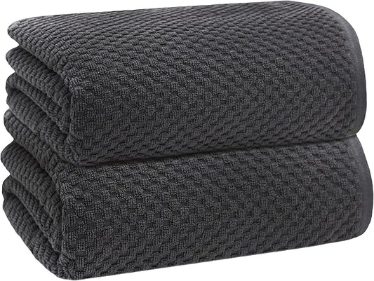 COTTON CRAFT Waffle Bath Sheets - Set of 2 Luxury Euro Spa Waffle Weave Bath Sheet Towels - 100% Ringspun Cotton Bath Sheet - Absorbent Quick Dry Bath Towel Sheet - Oversized 35 inch x 70 inch - Grey