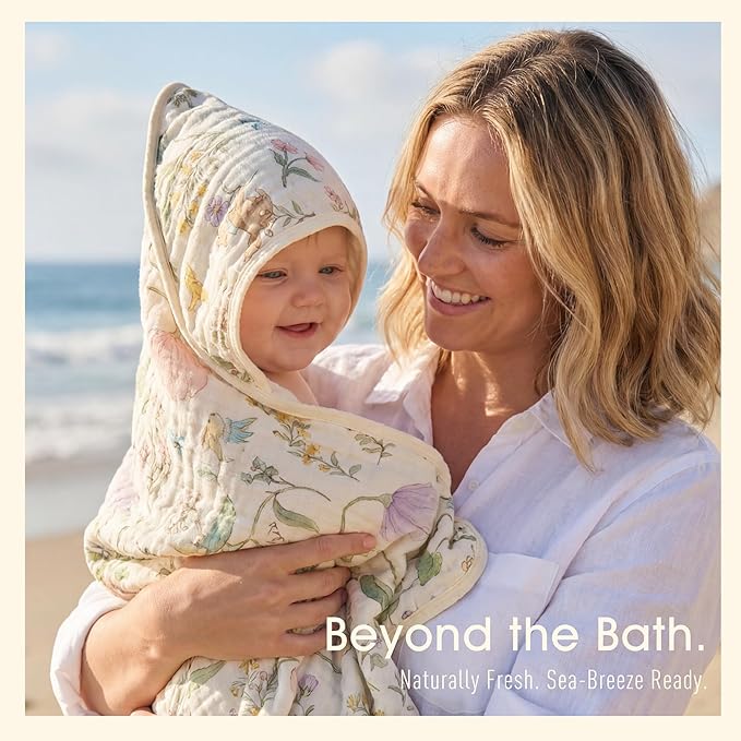Ultra-Soft Muslin Baby Towel - 32 x 32 Inches, Ideal for Bath & Beach, Suitable for Both Boys & Girls from Newborns to Toddlers