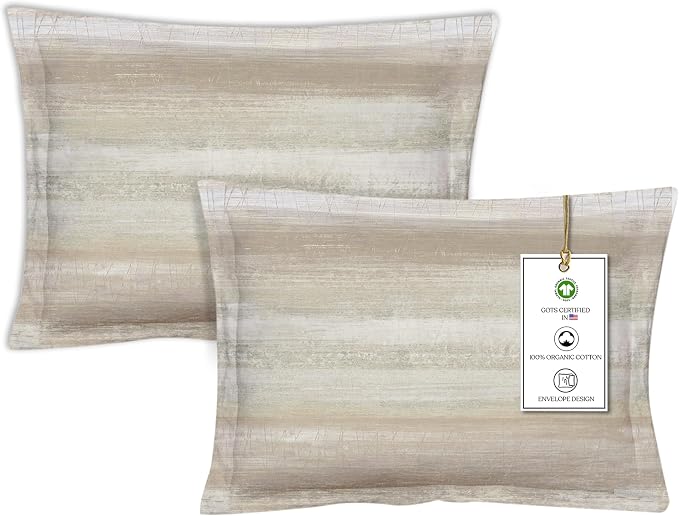 A1HC Coastline Reversible Print Organic Cotton Pillowcase (Set of 2) | GOTS Certified Organic Cotton Pillowcase | Dust, & Wrinkle Resistant| Long Staple Cotton| 21" x 30"