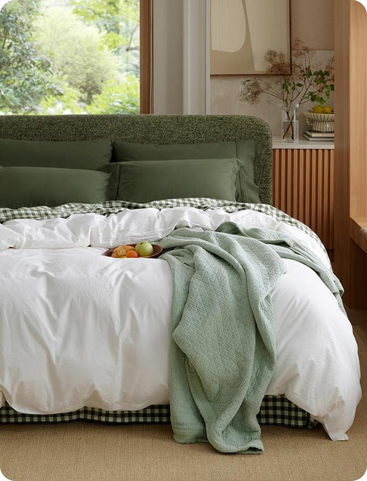 Bedsure Duvet Cover King Size - 100% Washed Cotton, Linen-Like Minimalist Bedding - PureWoven Plain Soft Comforter Cover for All Seasons, 1 Duvet Cover Only (Natural White, 104" x 90")