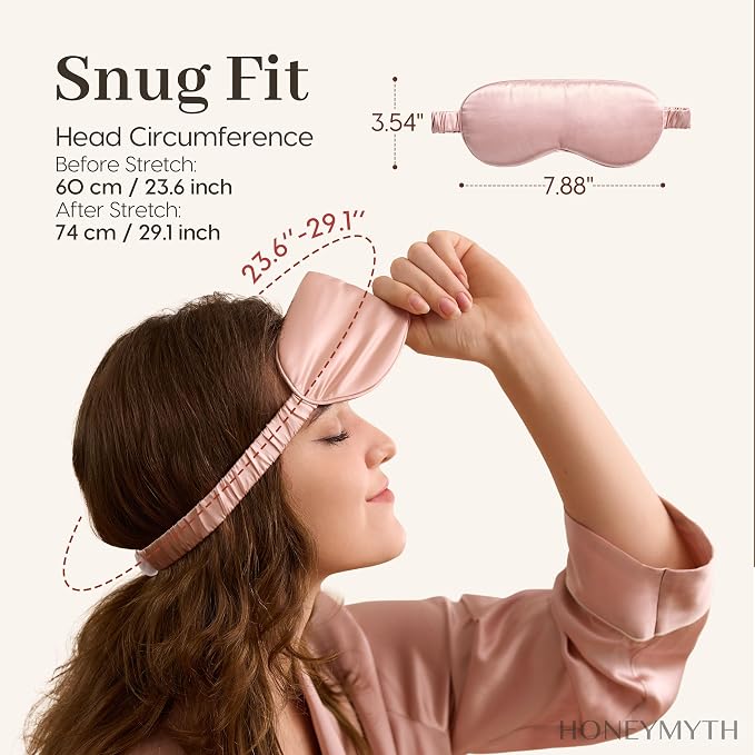 100% Mulberry Silk Sleep Mask,22 Momme, Double-Sided 6A Grade Silk Eye Mask for Sleeping, Adjustable Strap, Ultra-Soft, Breathable & Full Blackout