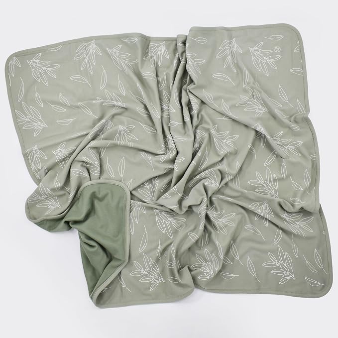Woolino Toddler Blanket - Merino Wool and Organic Cotton Baby Blanket for Girls and Boys - 4 Season - 52.5” x 40” - Sage