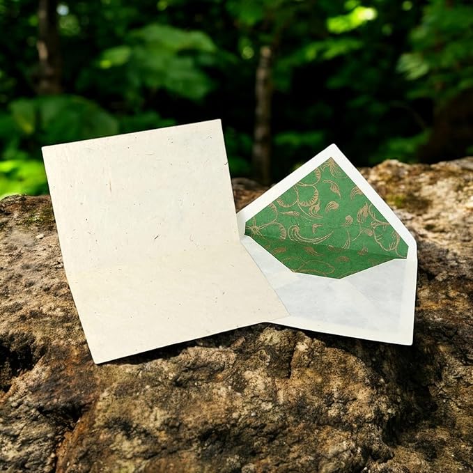 Kathmandu Valley Co. Nepali Cherish Greeting Card & Envelope Box Set with Handmade Lokta Paper from Nepal, 25 Cards (Rainforest)
