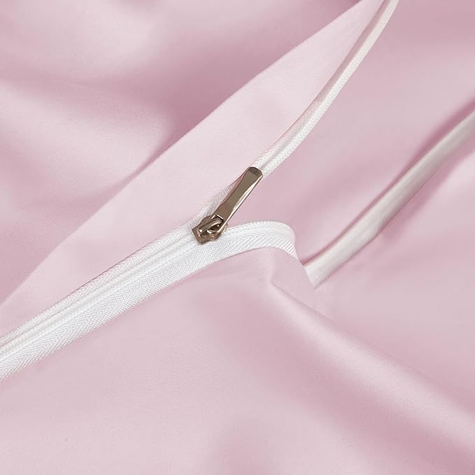 Blush Pink Cotton Duvet Cover Set King 100% Long-Staple Cotton Sateen Bedding Set, Soft Breathable Smooth Organic Pure Cotton Plain Comforter Cover, Luxury Minimalist Bedroom Decor for All Season
