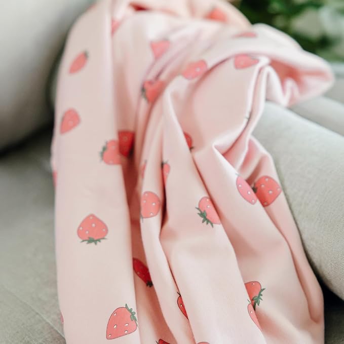 Woolino Toddler Blanket - Merino Wool and Organic Cotton Baby Blanket for Girls and Boys - 4 Season - 52.5” x 40” - Strawberry