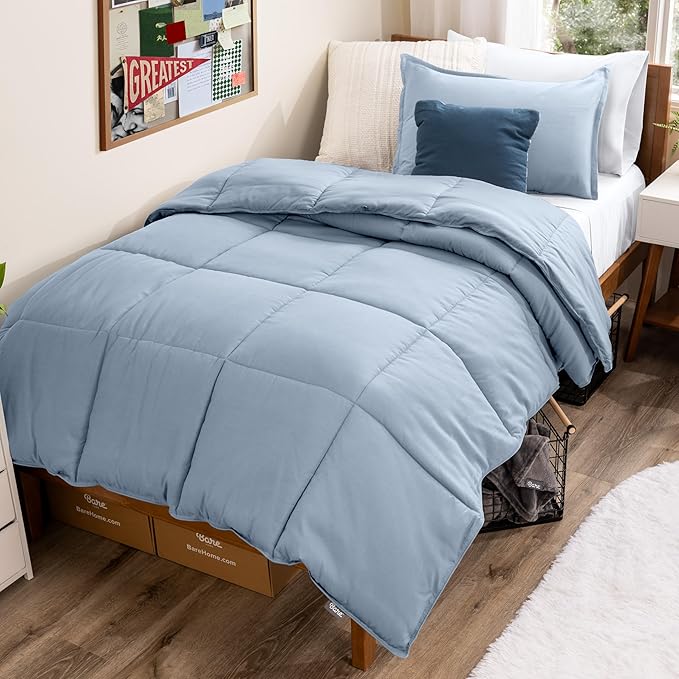 Bare Home Comforter Set - Twin/Twin Extra Long Size - Ultra-Soft - Goose Down Alternative - Premium 1800 Series - All Season Warmth (Twin/Twin XL, Dusty Blue)