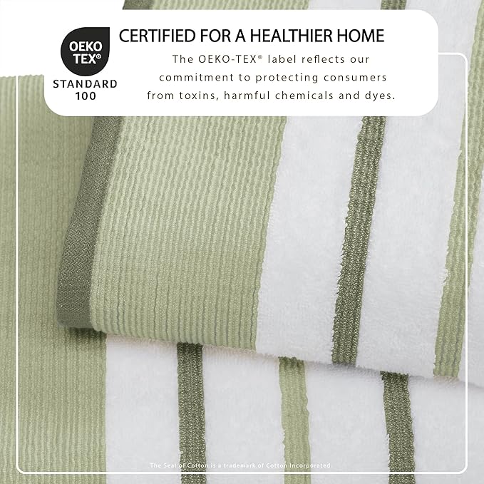 Great Bay Home Decorative Oversized Bath Sheet Set - Cotton 2 Pack 68x35 Extra Large Towels - Durable Towels for Bathroom Decor (Desert Sage Green/Moss Green)