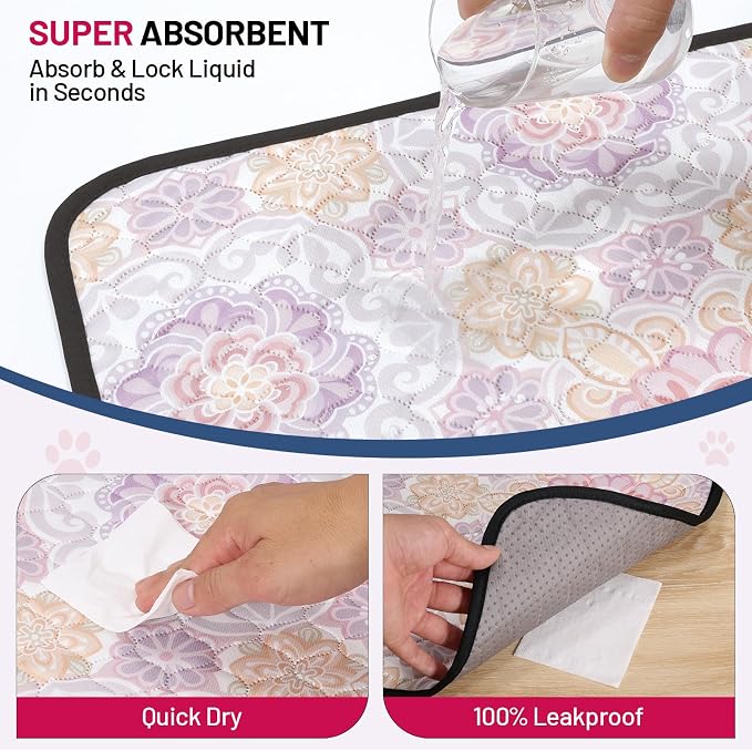 Washable Dog Pee Pads - Absorbent Reusable Puppy Training Pads, Waterproof Leak - Proof & Non - Slip for Crate Whelping Potty Training 24x48 (Pack of 2)