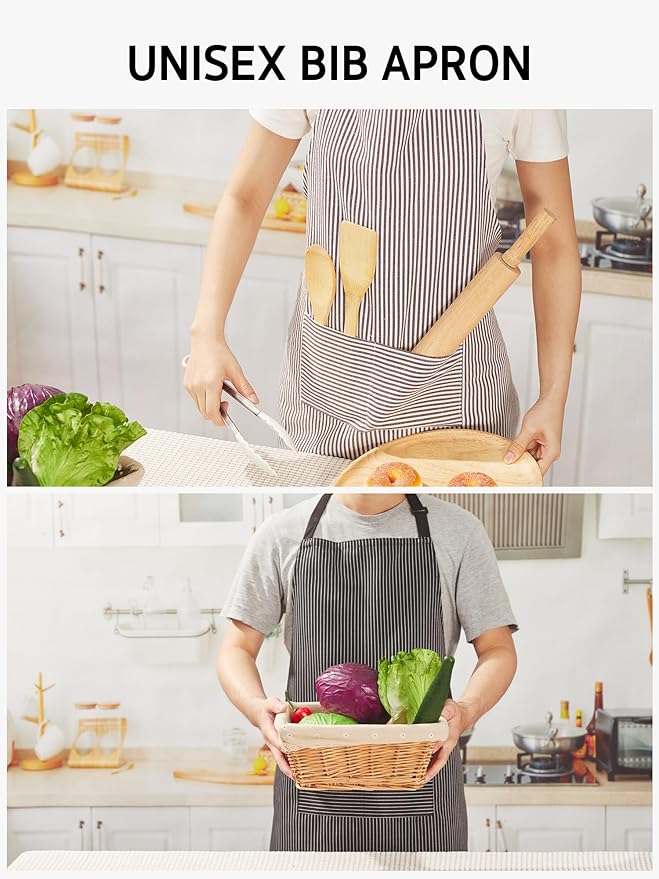 Syntus Apron for Men Women, Adjustable Cooking Kitchen Chef Aprons with 2 Pockets