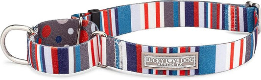 Lucky Love Dog - Adjustable Dog Collar with Easy Click Buckle for Medium, Durable, & Comfortable for Male & Female Dogs, Pet Collar for Puppies & Adult Dogs - Linus Martingale, Medium