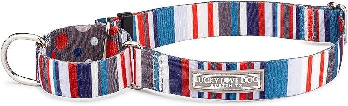 Lucky Love Dog Martingale Dog Collar - Adjustable, No-Slip, Durable, & Soft Webbing Collar for Male and Female Dogs Ideal for Training & Walking - Linus, Small