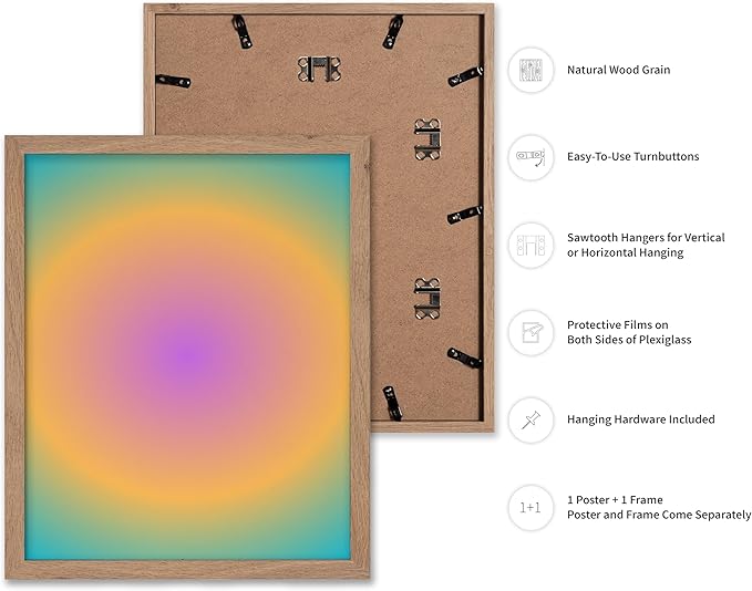Monem Art Radiant Gradient Glow Print - Modern Abstract Color Field Poster - Wall Decor for Living Room, Bedroom or Office - 16x20 Beige Framed Wall Art by Rs Lab Studio