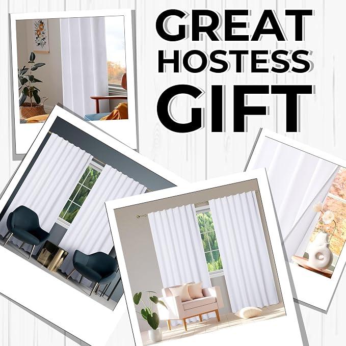 Bedding Craft White Cotton Tab Top Curtains 50x84 Set of 2, 84-Inch White Drapes for Living Room, Washable Curtains, Bedroom Living Room Curtain