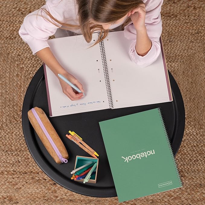 Miquelrius - Recycled notebook A4-80 Sheets 80 g - Grid 5x5 mm - 1 Color Strip - Recycled Cardboard Lid - Color Eco Mint