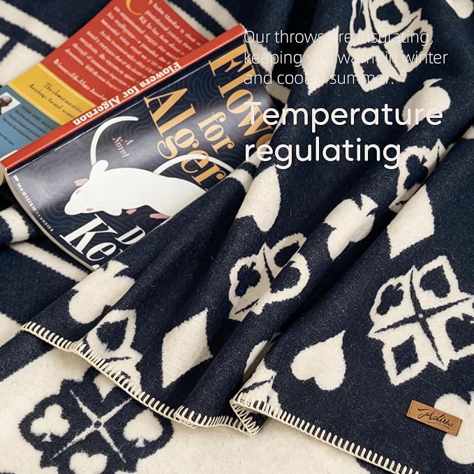 Molithe 100% Wool Blanket, 62" x 86", Warm, Thick, Washable, Military | Great for Camping, Outdoors, Sporting Events, Survival Kits Outerspace Blue
