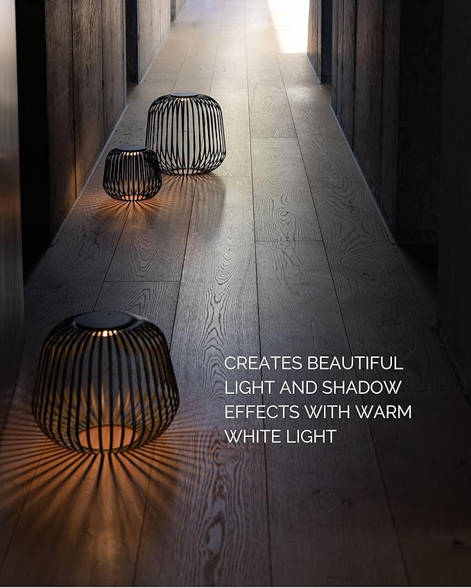 LUUK Studio Solis Wireless Solar LED Ambient Table Light, Warm White, 3 Dimmable Levels, Indoor & Outdoor, Solar & USB-C Rechargeable, Living Room, Bedside, Organic Contemporary, Walnut Brown, Size S