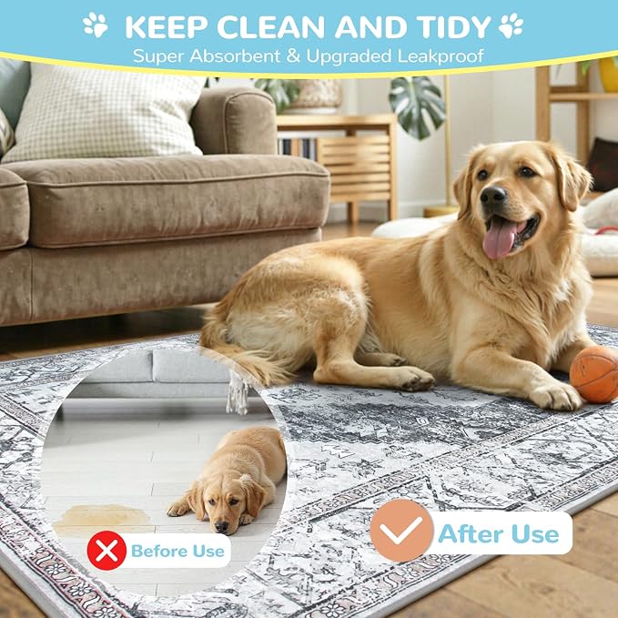 Lahome Reusable Washable Puppy Pads - 2 Pack Super Absorbent & Waterproof Dog Training Mats for Potty, Crate and Floor - Leakproof Pee Pads with Non-Slip Backing (Gray, 36"x48")