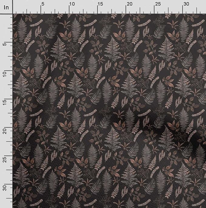 Soimoi Lightweight Velvet Fabric - Black - Leaves Print, Unstitched Material - 58" Wide, Perfect Fabric for Upholstery, Fashion and Craft Projects, 1 Yard