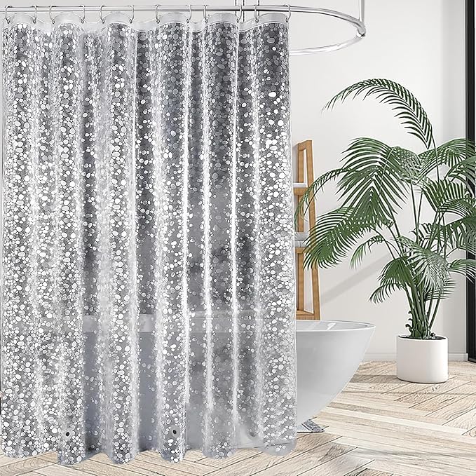 Shower Curtain Liner, Waterproof EVA 3D Shower Curtains with Duty Heavy Bottom Magnets and Rust Proof Grommets, Weighted Shower Liner for Shower Stall, Bathtubs