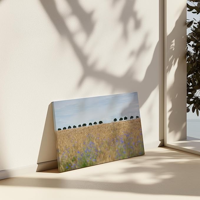 Monem Art Golden Meadow Horizon Landscape Print - Minimalist Nature Photography Poster - Wall Decor for Living Room, Bedroom or Office - 12x16 ROLLED CANVAS Wall Art by Mareike Bohmer