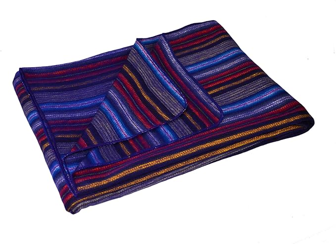 Alpaca Land, Handmade Ecuadorean Alpaca Wool Blankets/Throws (Small Stripe Purple Shades)