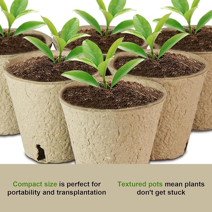 26 Pcs Peat Pots, Biodegradable Pots for Seedlings with Drain Holes, Garden Plant Nursery Pots for Plants, Vegetables,Fruits and Herb (26)