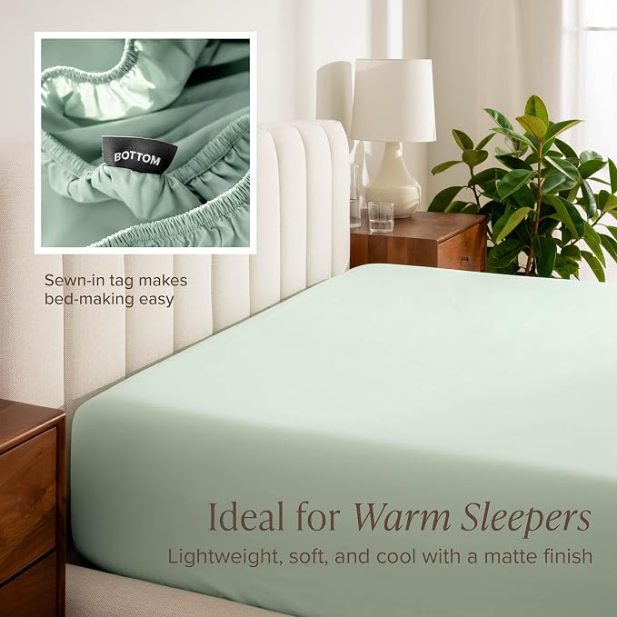 Bare Home 100% Organic Cotton King Sheet Set - Crisp Percale Weave - Lightweight & Breathable - Bedding Sheets & Pillowcases (King, Willow)