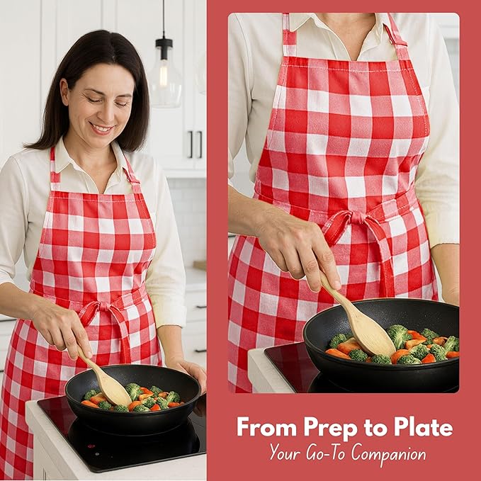 Native Fab Kitchen Apron 2 Pack - 100% Cotton Adjustable, Durable Apron with Pockets, Perfect for Cooking, Baking, Grilling