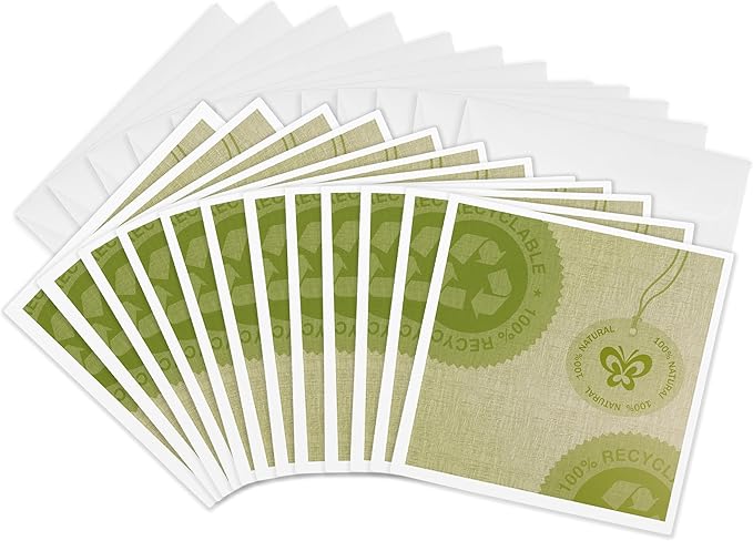 3dRose Greeting Cards - Green Natural Recycle earth friendly art - 12 Pack - PS Creations