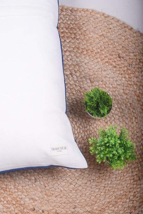 Trade Star Handloomed Authentic Large Bed Pillowcase Throw Cushion Cover 100% Cotton Lumbar Pillow Cover Decorative Spring Farmhouse Indian Couch Pillow for Room Decor (Indigo Blossom 14X22 INCHES)