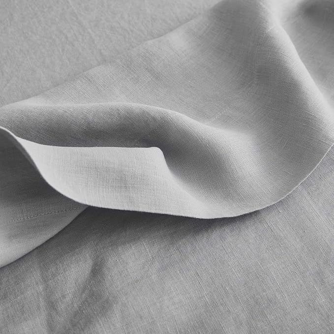 Sijo Premium Stone Washed French Linen 1 Flat Sheet (Dove, 1 Flat Sheet Only Full/Queen)