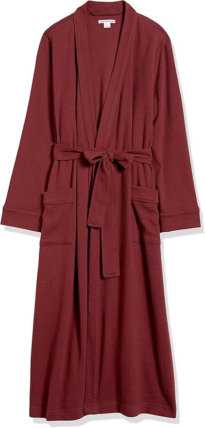 Amazon Essentials Women's Lightweight Waffle Full-Length Bath Robe with Pockets (Available in Plus Size)