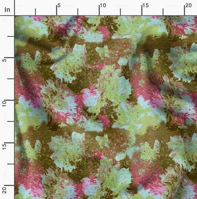 Soimoi Floral Print - Green, Canvas Fabric Material - 56 Inch Wide, 1 Yard, Unstitched Fabric for Upholstery, Bags, Workwear and Outdoor Gear.