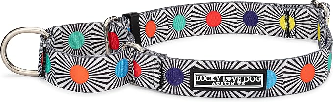 Lucky Love Dog, Adjustable Fun Style Martingale Collar for Dogs, Comfy & Bright Color, Premium No Slip Dog Collar - (Medium, SOCO Mart)