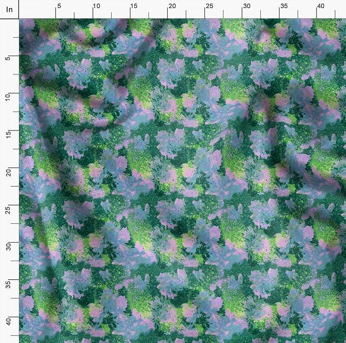 Soimoi Luxurious 58" Wide Green - Floral Printed, Cotton Jersey Fabric - Perfect Material for Clothing, Home Decor, Craft Projects, 1 Yard