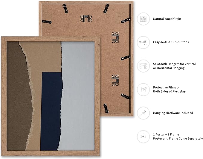 Monem Art Torn Paper Neutral Collage Print - Minimalist Scandinavian Abstract Poster - Wall Decor for Living Room, Bedroom or Office - 12x16 Beige Framed Wall Art by Mareike Bohmer