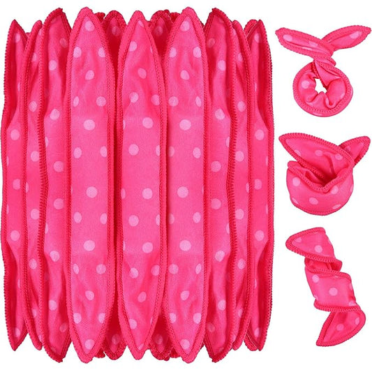 Bememo 40 Pieces Soft Curlers Hair Rollers Overnight Heatless Pillow Rollers for Hair Satin Sponge Curlers to Sleep in No Heat for Long Short Styling Tools(Rose Red)