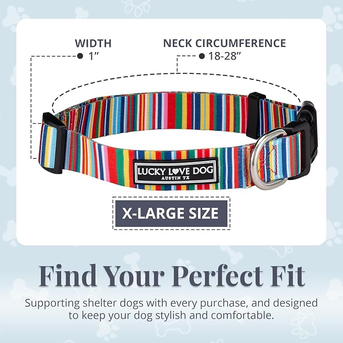 Lucky Love Dog Collar, Beautiful & Vivid Patterns, Rainbow Dog Collar for X-Large Dogs, Easy On & Off Clasp Accessory (Hippie, XL)…