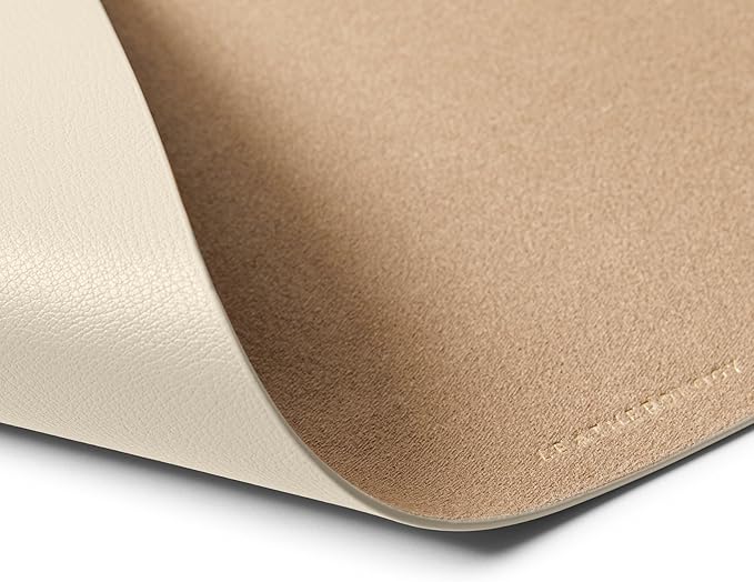 Leatherology Premium Dove Full Grain Leather Desk Pad – Modern Desk Mat for Home Office or Workspace – Water & Scratch Resistant, Slim Portable Design with Microsuede Lining
