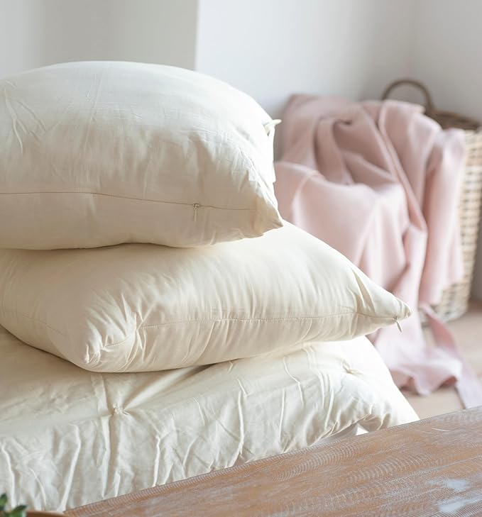 White Lotus Home 100% Organic Cotton Sleep Pillow with Organic Sateen Outer Case | 20x26 - Standard Soft Pillow