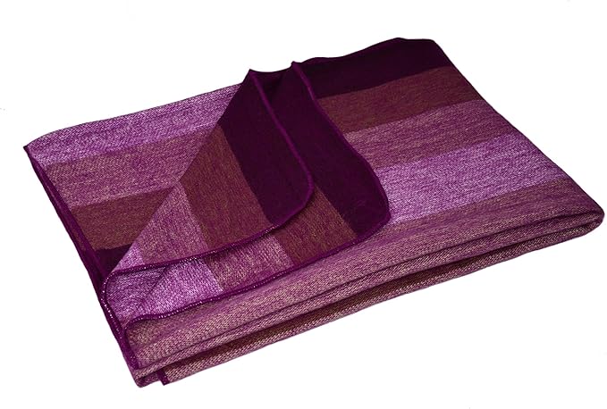 Alpaca Land, Handmade Ecuadorean Alpaca Wool Blankets/Throws (Purple Stripe)