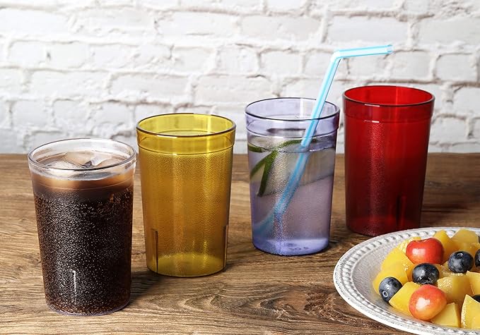 New Star Foodservice Restaurant-Grade Polycarbonate Beverage Tumblers, 8 oz, Clear, Set of 12