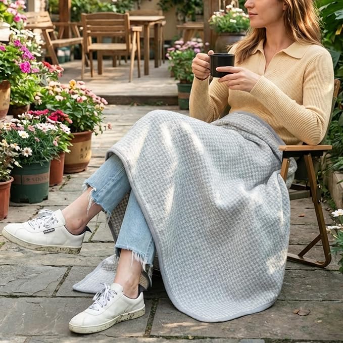 PuTian Merino Wool Camp Blanket - 36" x 63" Great for Bed Couch Camping Outdoors Travel Emergency -Large Warm Soft Washable Wool Throw